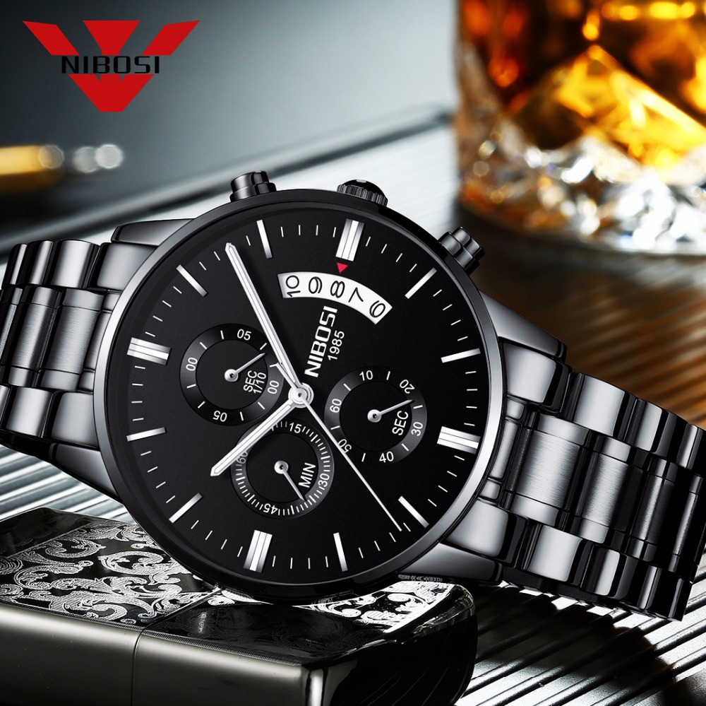 Luxury Watch Exhibition - NIBOSI Jam Tangan Kuarsa Baja Tahan