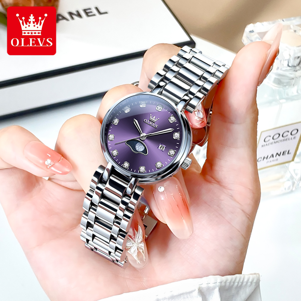 Luxury Watch Moon Phase - OLEVS jam tangan wanita, elegan modis