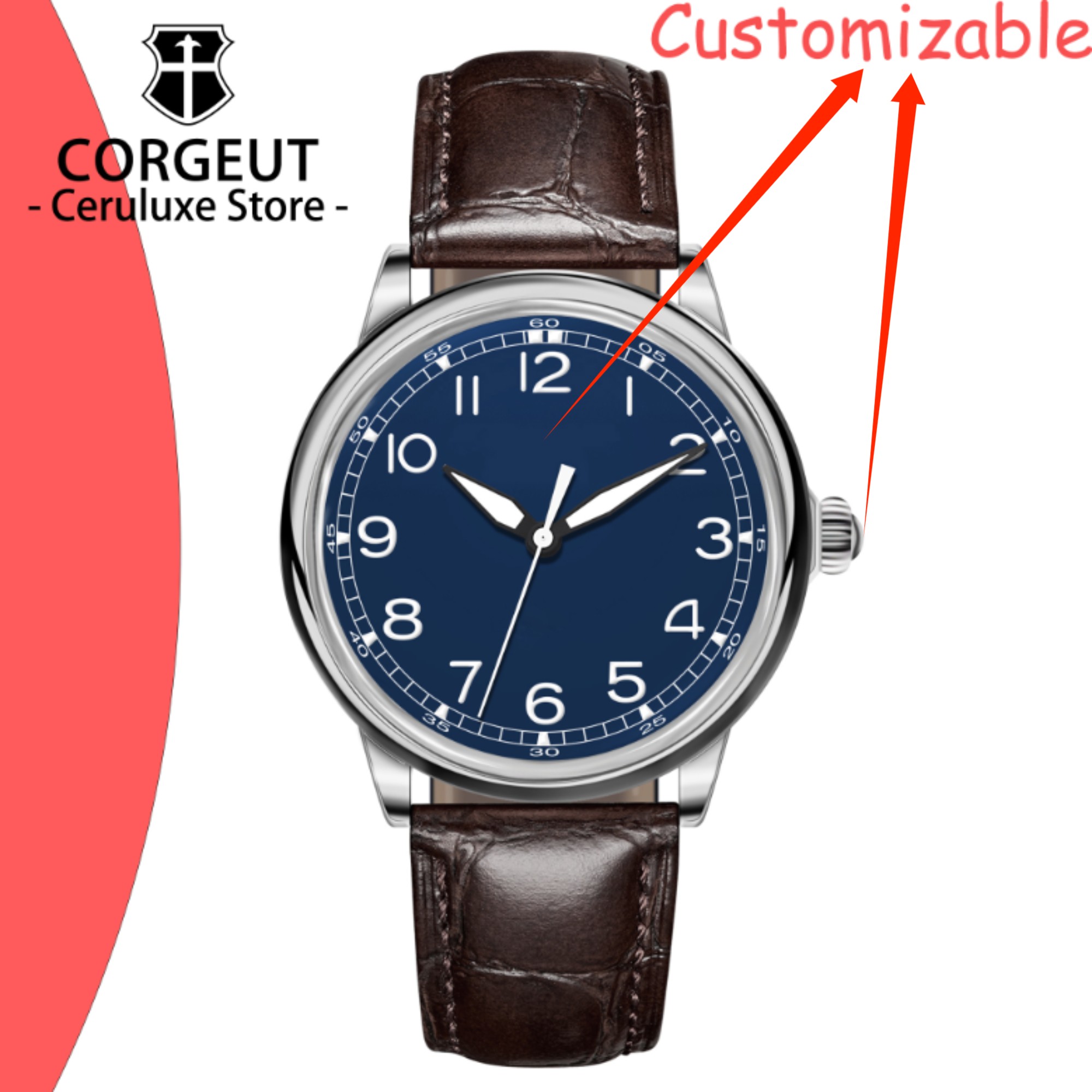 Luxury Watch Leather - Logo CUSTOM 41mm MIYOTA8215 Jam Tangan