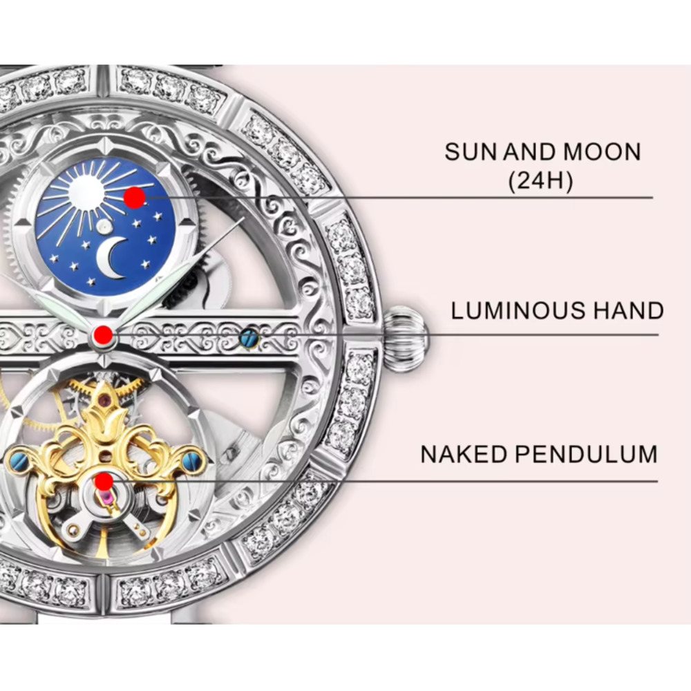 Jam tangan mekanis wanita, arl - Luxury Watch Moon Phase ulasan dan harga