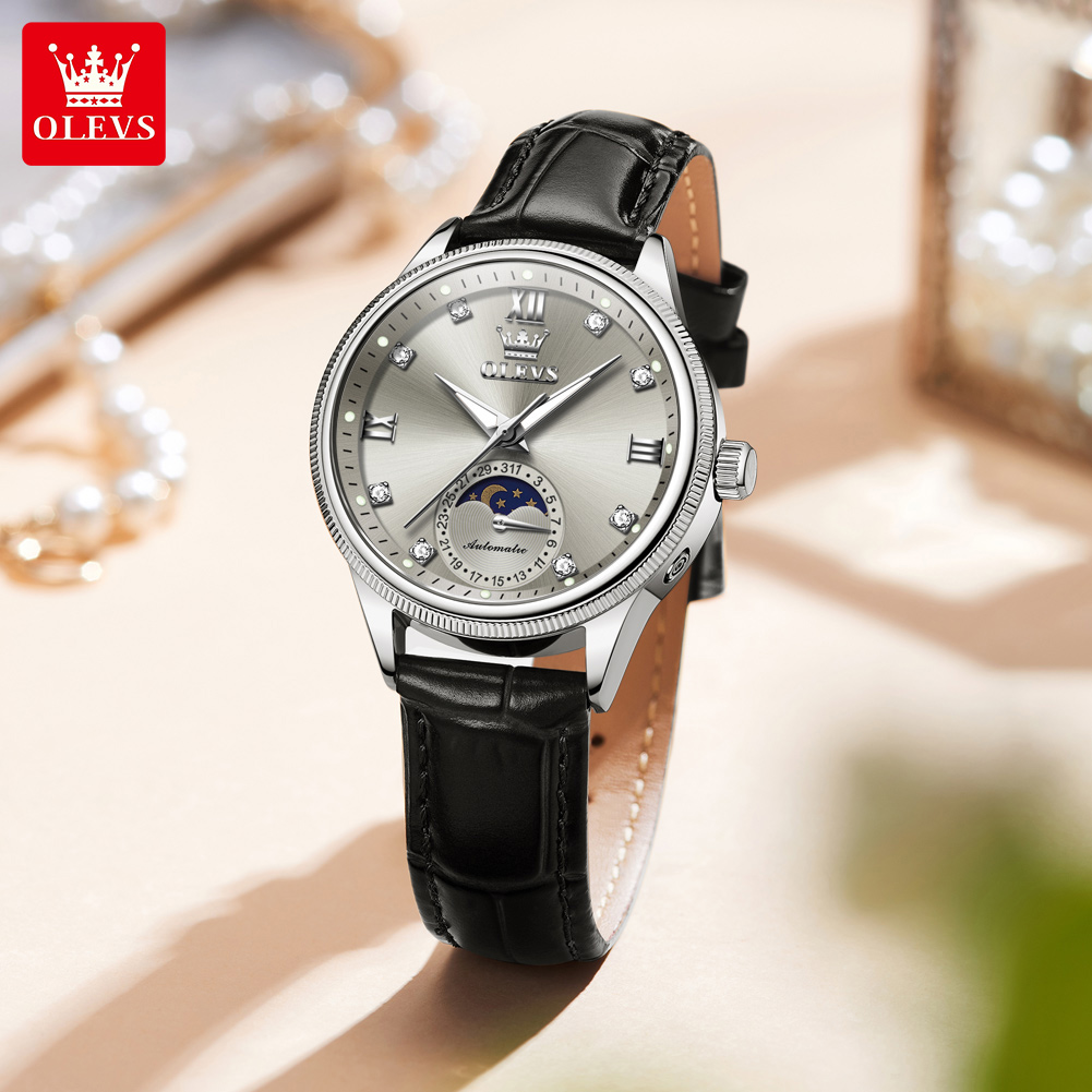 OLEVS Jam Tangan Wanita Fashio - Luxury Watch Moon Phase ulasan dan harga