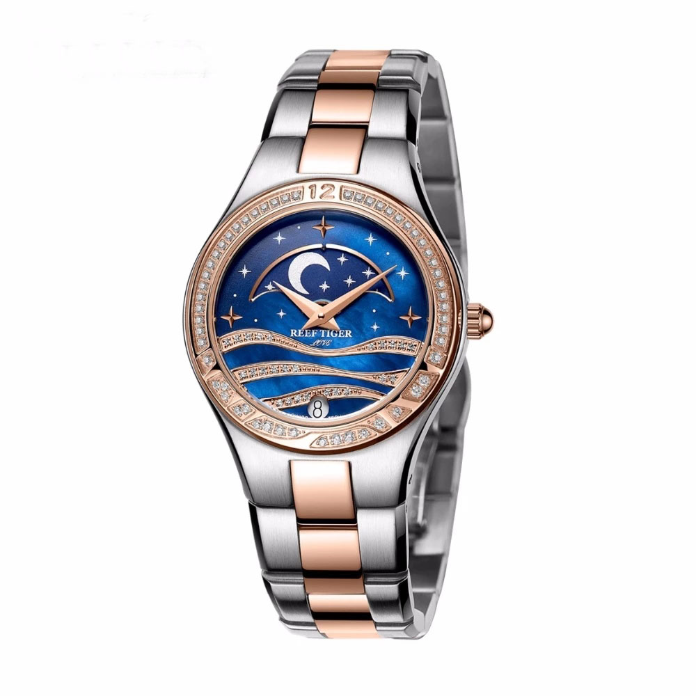 Reef Tiger/RT jam tangan kuars - Luxury Watch Moon Phase ulasan dan harga