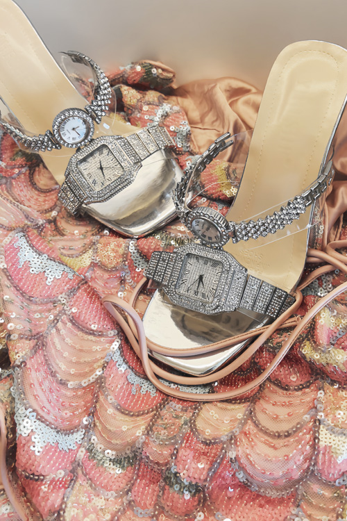 Sepatu hak tinggi kristal desa - Luxury Watch Leather ulasan dan harga