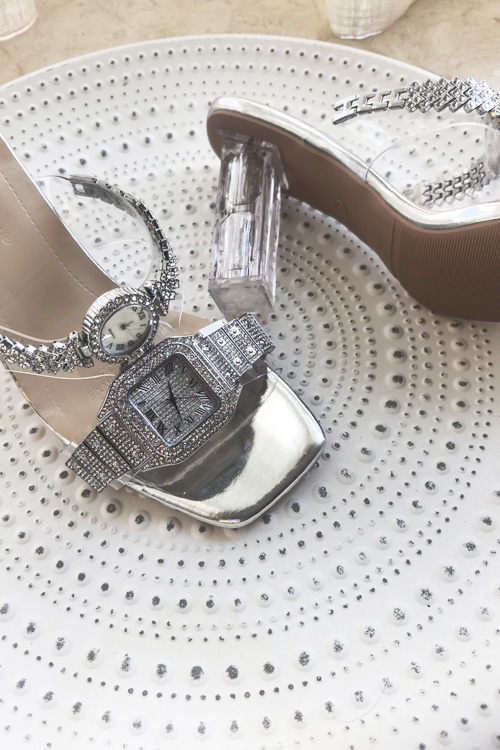 Sepatu hak tinggi kristal desa - Luxury Watch Leather ulasan dan harga