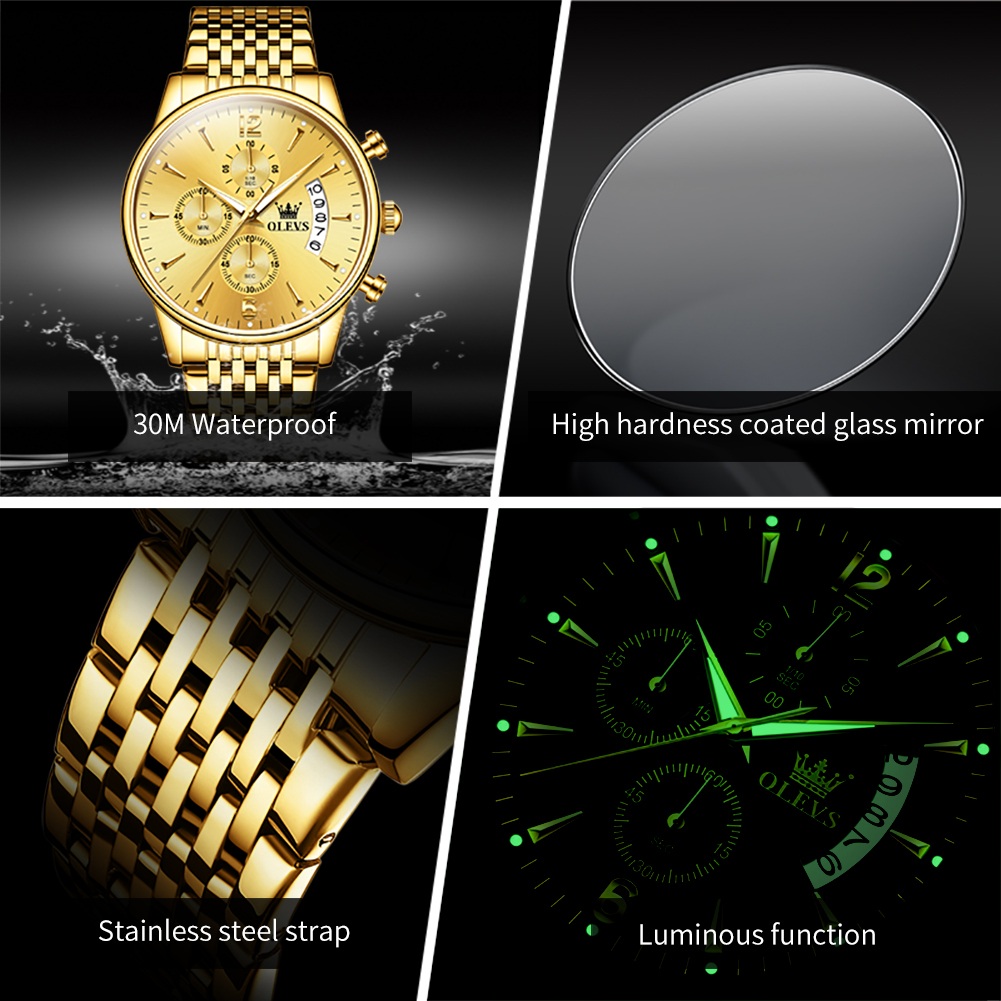 OLEVS Jam Tangan Kuarsa Emas B - Luxury Watch Exhibition ulasan dan harga