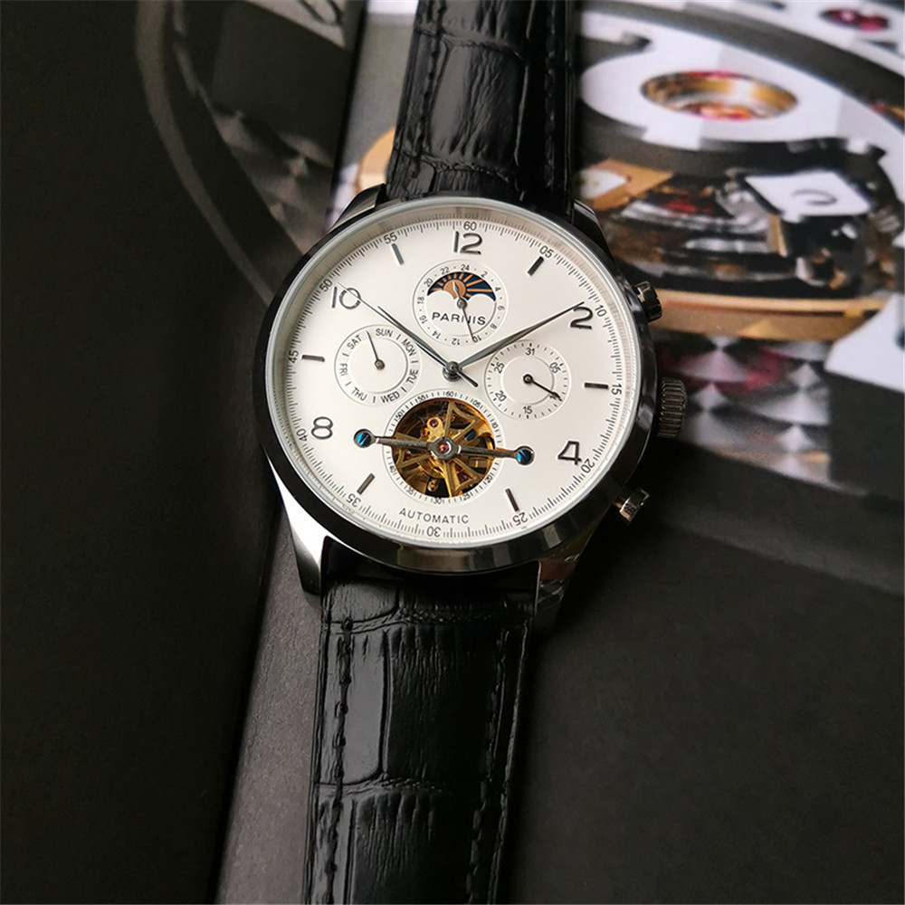 Parnis 43mm Dial Putih Jam Tan - Minute Repeater Watch ulasan dan harga