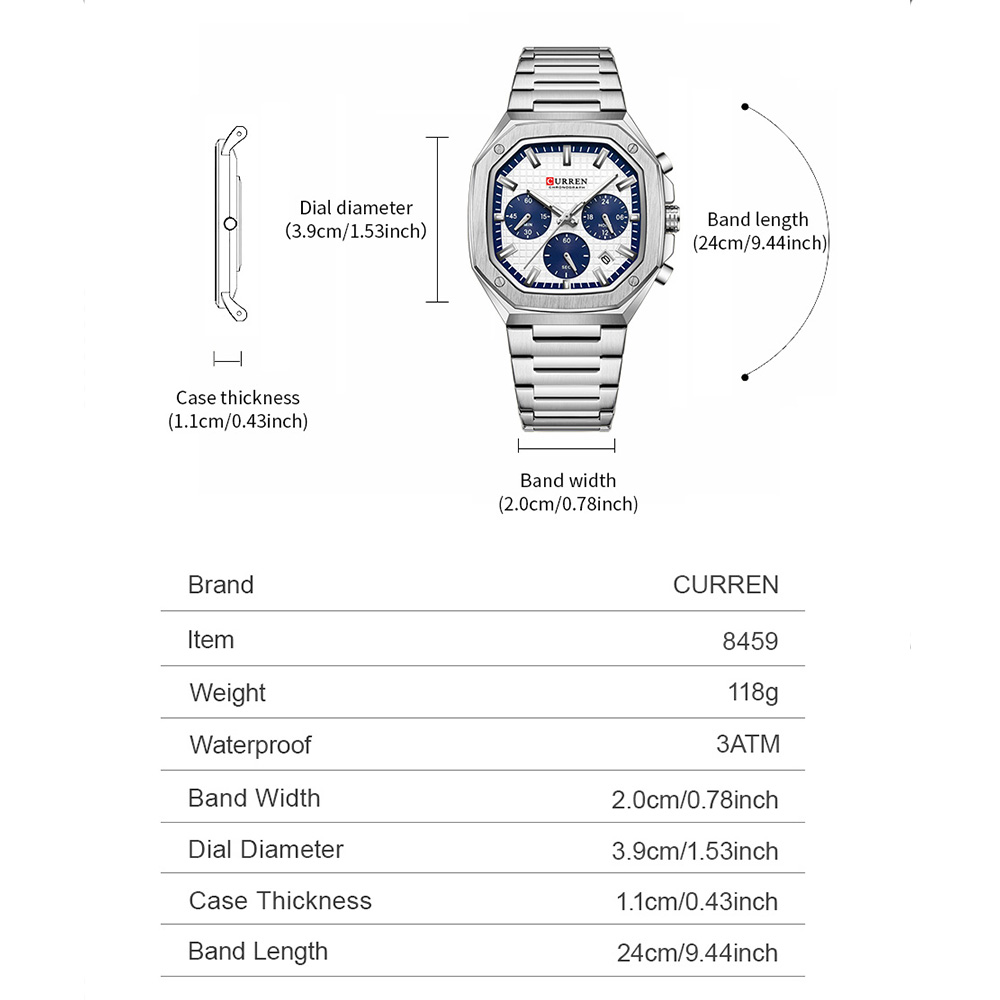 CURREN Jam Tangan Chrono Perse - Luxury Watch Square ulasan dan harga